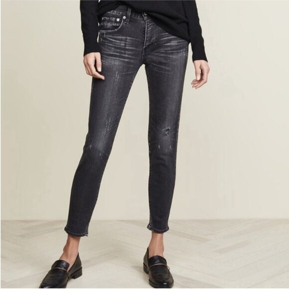 Moussy Vintage Velma Skinny Black Distressed Jeans Size 27